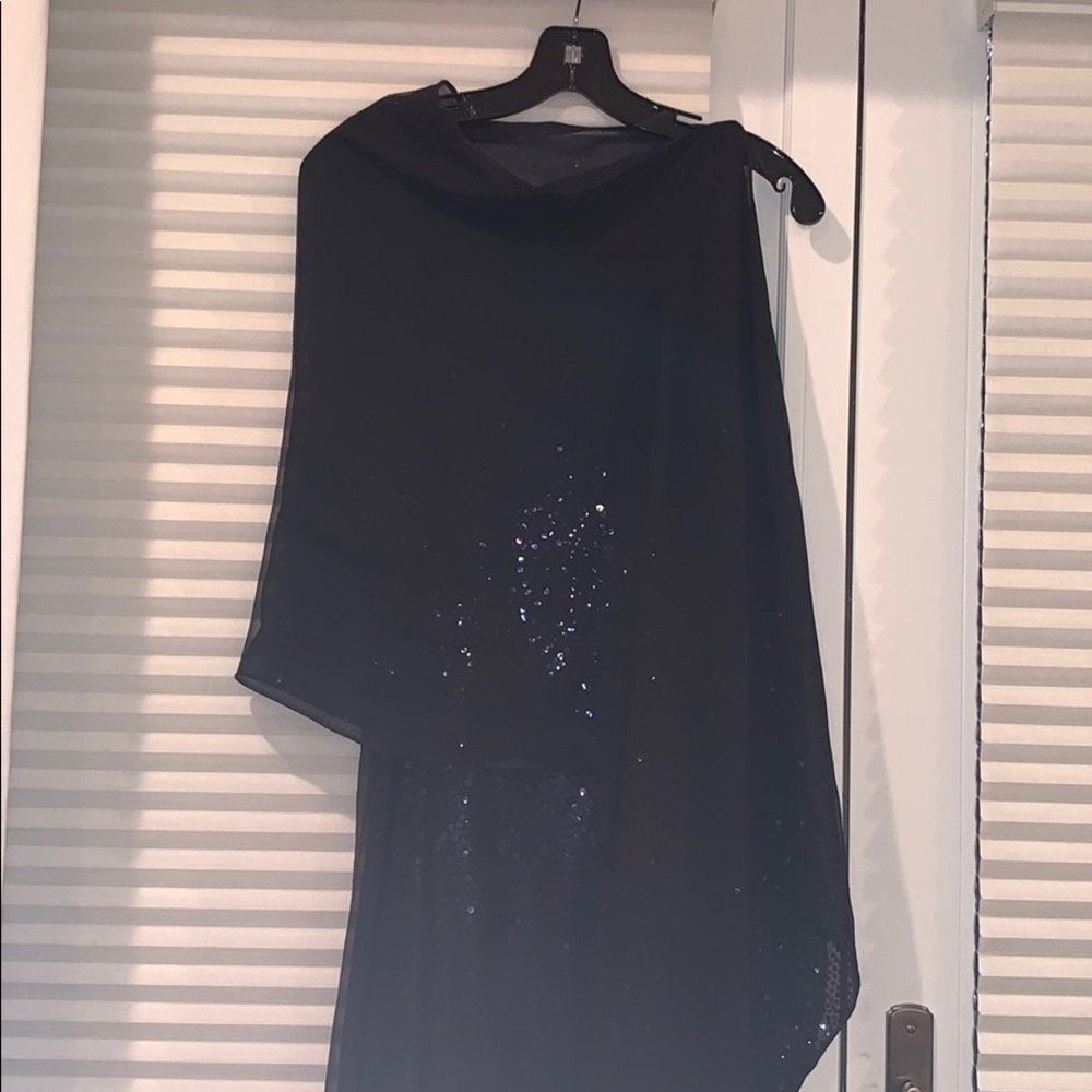 Neil Bieff ball gown  dress w/ wrap. Black size 8